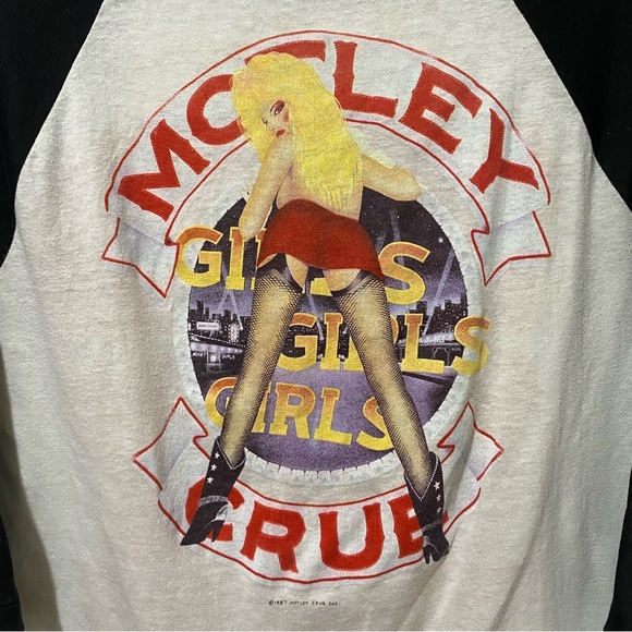 MOTLEY CRUE  T Shirt XL GIRLS GIRLS GIRLS Original 1987 Tour USA Signal VINTAGE - Picture 3 of 10